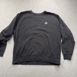 Nike Pullover Sweatshirt Black Crew Neck Long Sleeve Logo Men's Size L